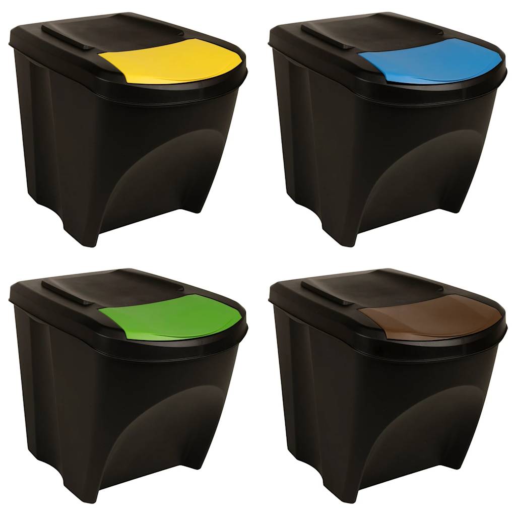 Cestini per Rifiuti Impilabili 3 pz Antracite 75 L