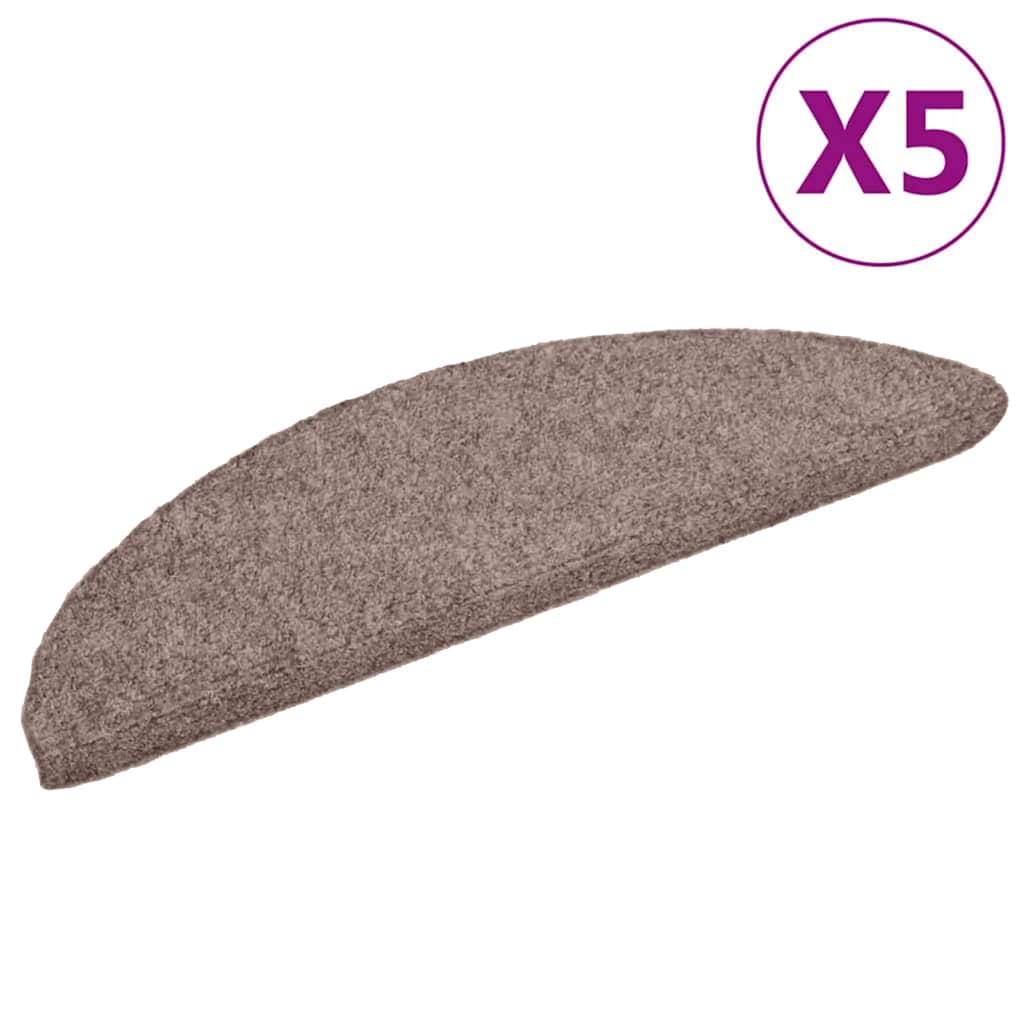 Tappetini per scale autoadesivi 5 pz 56x17x3 cm Marrone Chiaro Semicircolari