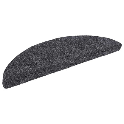 Tappetini per scale autoadesivi 5 pz 56x17x3 cm Grigio scuro semicircolari