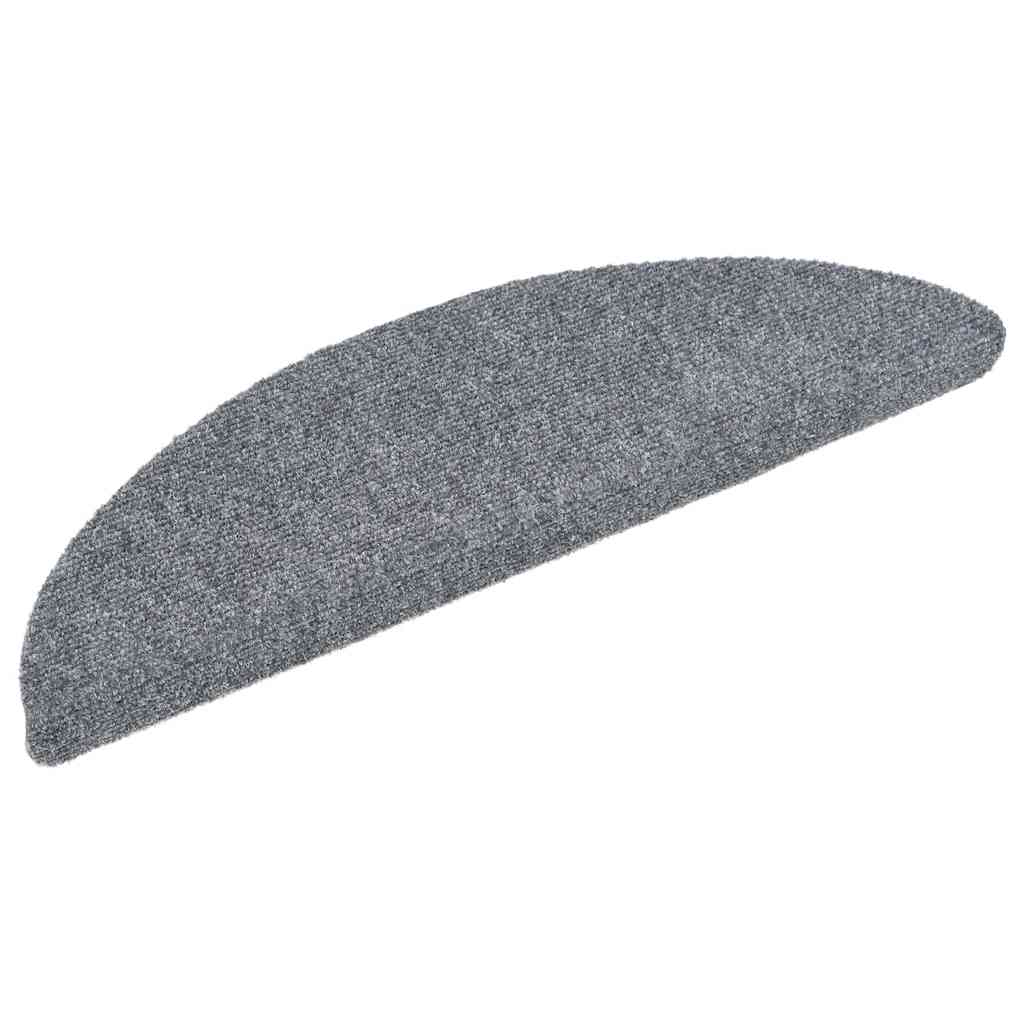 Tappetini per scale autoadesivi 5 pz 56x17x3 cm Grigio chiaro semicircolari