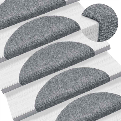 Tappetini per scale autoadesivi 5 pz 56x17x3 cm Grigio chiaro semicircolari