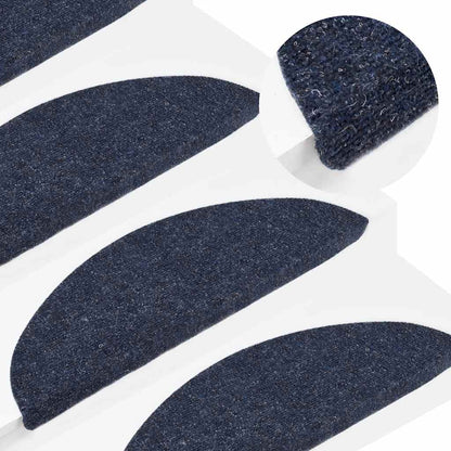 Tappetini per scale autoadesivi 10 pz 56x17x3 cm blu semicircolari
