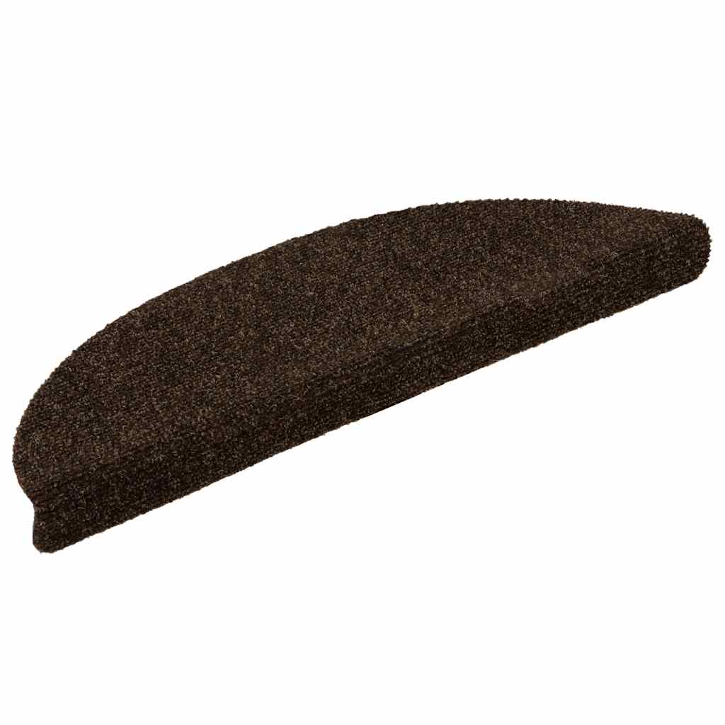 Tappetini per scale autoadesivi 10 pz 56x17x3 cm Marrone Semicircolari