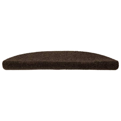 Tappetini per scale autoadesivi 10 pz 56x17x3 cm Marrone Semicircolari