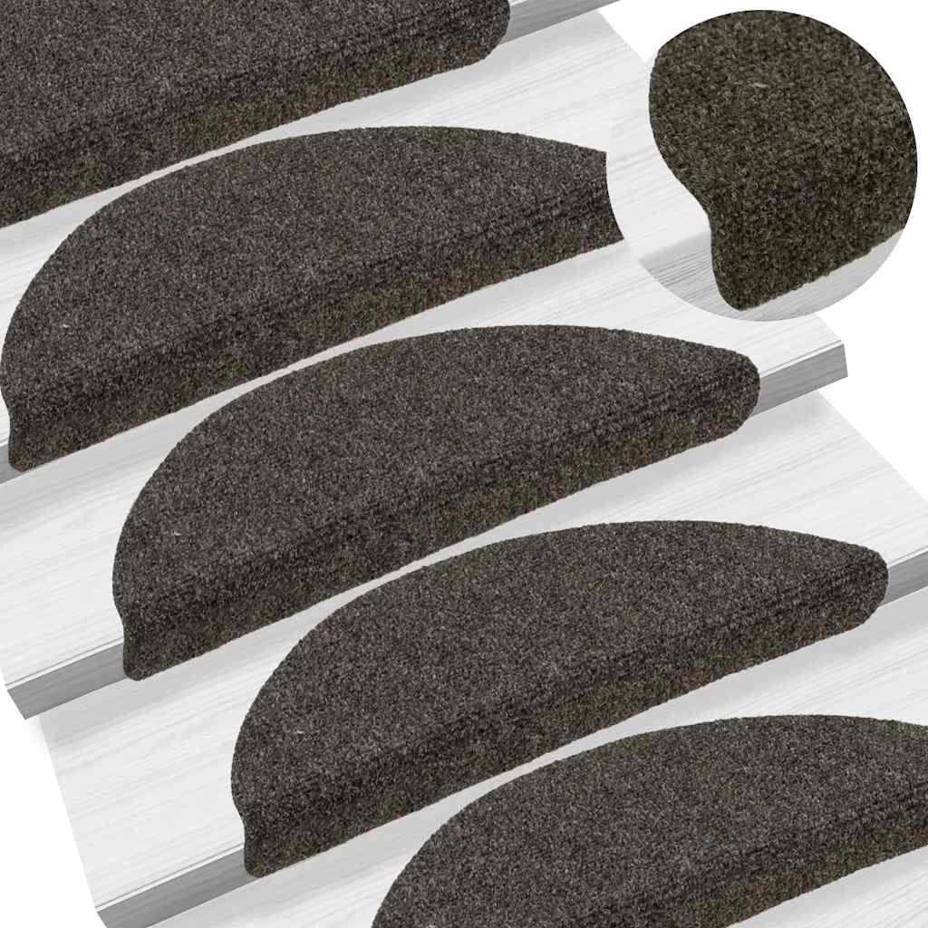 Tappetini per scale autoadesivi 5 pz 56x17x3 cm antracite semicircolari