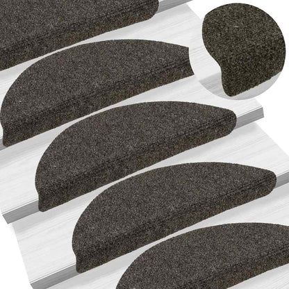 Tappetini per scale autoadesivi 5 pz 56x17x3 cm antracite semicircolari