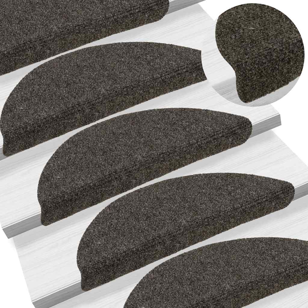 Tappetini per scale autoadesivi 10 pz 56x17x3 cm antracite semicircolari