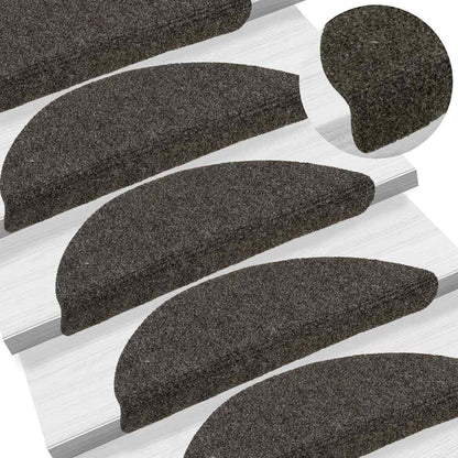 Tappetini per scale autoadesivi 10 pz 56x17x3 cm antracite semicircolari