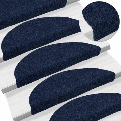 Tappetini per scale autoadesivi 5 pz 56x17x3 cm blu navy semicircolari
