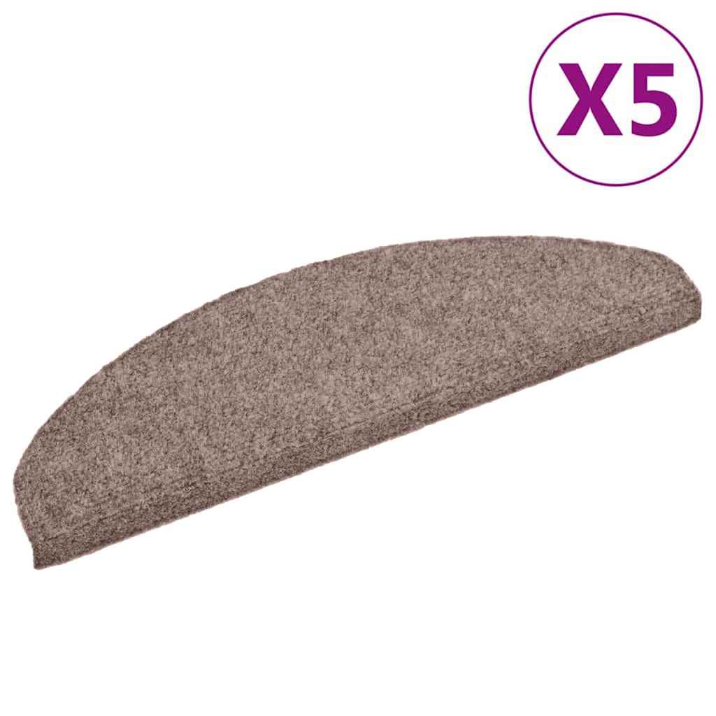 Tappetini per scale autoadesivi 5 pz 65x21x4 cm Marrone Chiaro semicircolari grandi