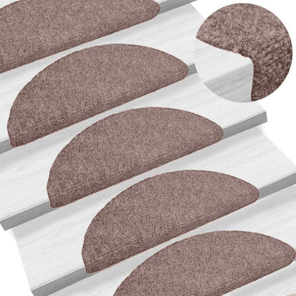 Tappetini per scale autoadesivi 10 pz 65x21x4 cm Marrone Chiaro semicircolari grandi
