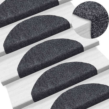 Tappetini per scale autoadesivi 5 pz 65x21x4 cm Grigio scuro Semicircolari Grandi