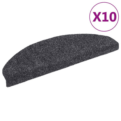 Tappetini per scale autoadesivi 10 pz 65x21x4 cm Grigio scuro Semicircolari Grandi