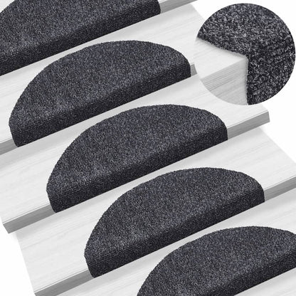 Tappetini per scale autoadesivi 10 pz 65x21x4 cm Grigio scuro Semicircolari Grandi