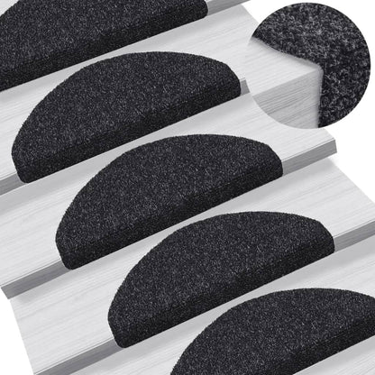 Tappetini per scale autoadesivi 5 pz 65x21x4 cm neri semicircolari grandi