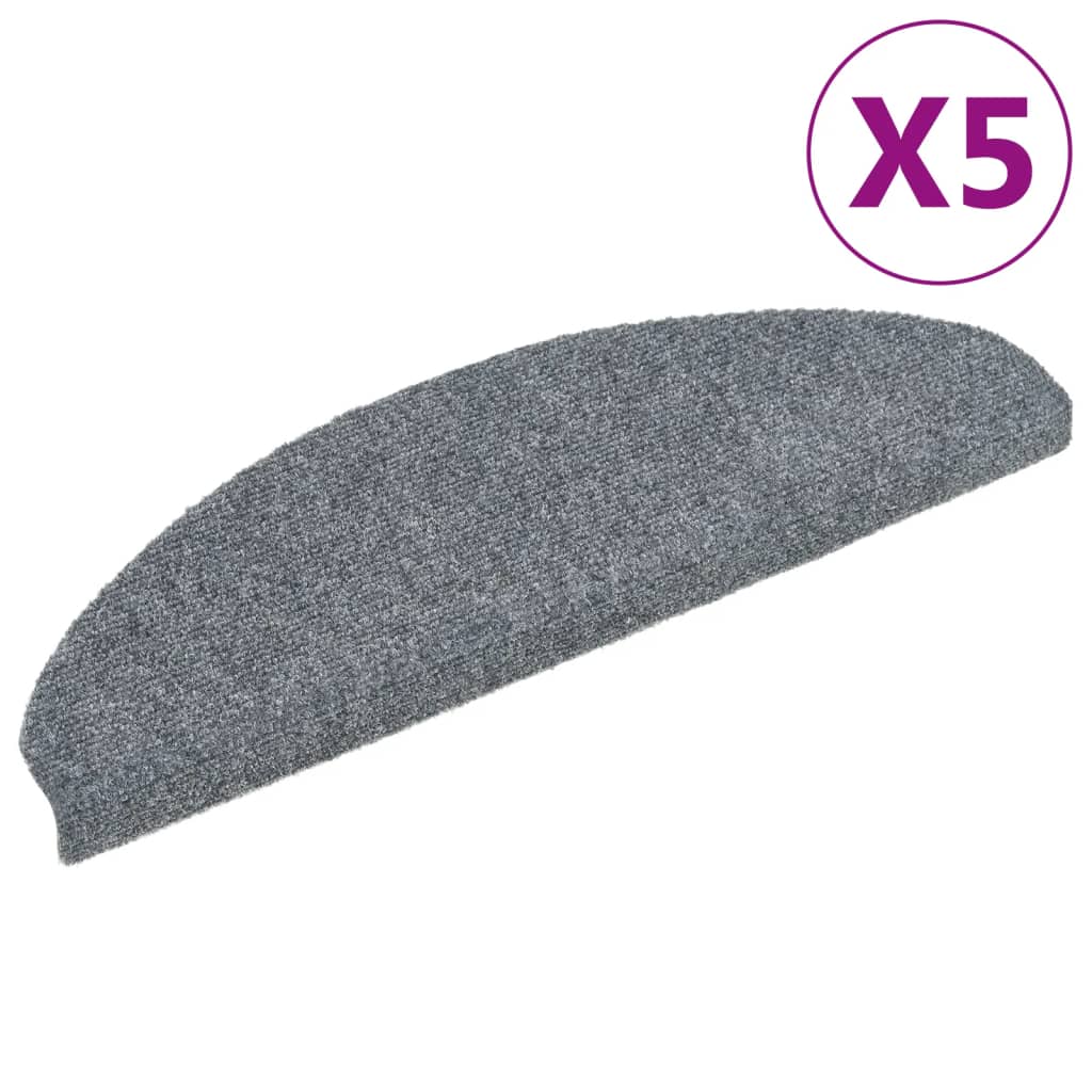 Tappetini per scale autoadesivi 5 pz 65x21x4 cm Grigio chiaro Semicircolari Grandi