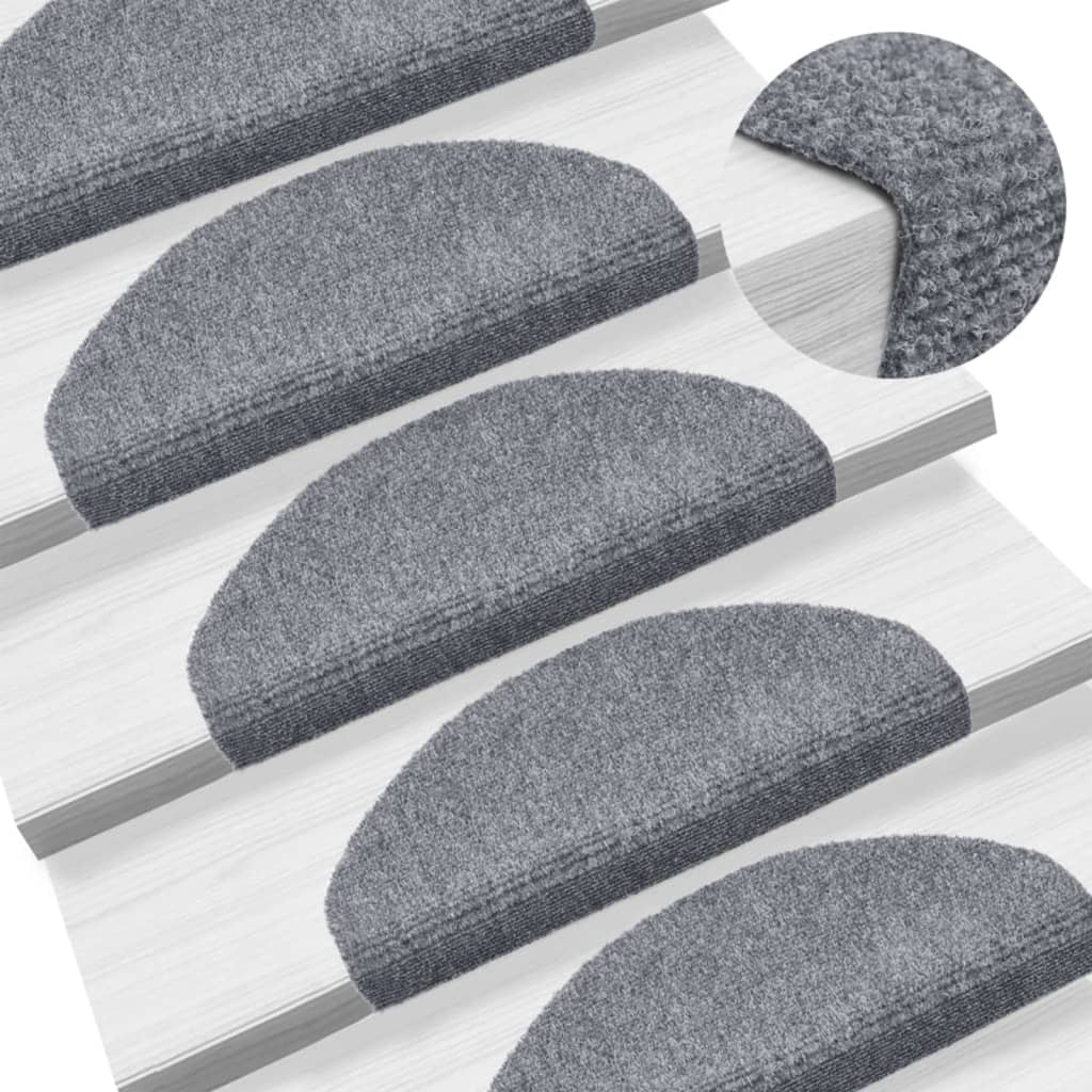 Tappetini per scale autoadesivi 5 pz 65x21x4 cm Grigio chiaro Semicircolari Grandi