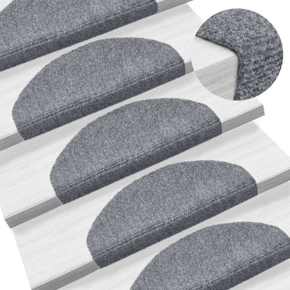Tappetini per scale autoadesivi 5 pz 65x21x4 cm Grigio chiaro Semicircolari Grandi