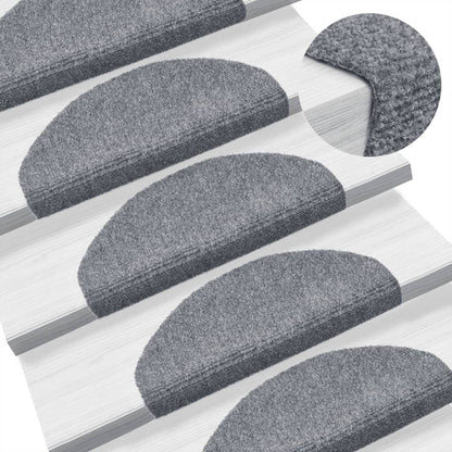 Tappetini per scale autoadesivi 10 pz 65x21x4 cm Grigio chiaro Semicircolari Grandi