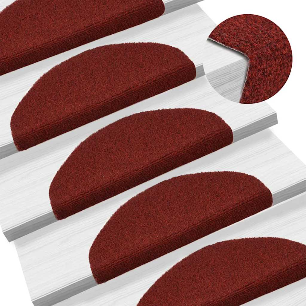 Tappetini per scale autoadesivi 10 pz 65x21x4 cm Bordeaux Rosso Semicircolari Grandi