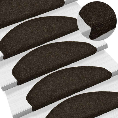 Tappetini per scale autoadesivi 10 pz 65x21x4 cm marrone scuro semicircolari grandi