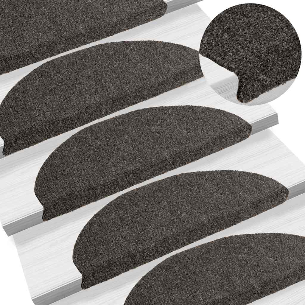 Tappetini per scale autoadesivi 5 pz 65x21x4 cm antracite semicircolari grandi