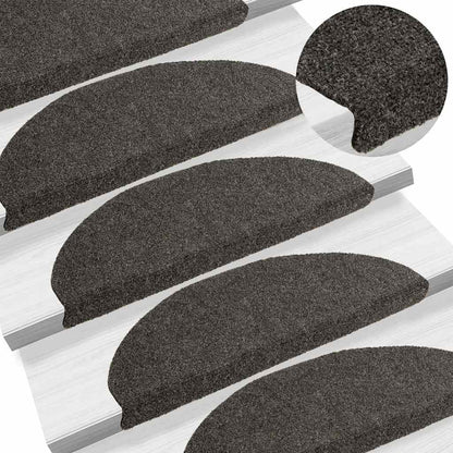 Tappetini per scale autoadesivi 10 pz 65x21x4 cm Antracite Semicircolari Grandi