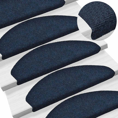 Tappetini per scale autoadesivi 10 pz 65x21x4 cm blu navy semicircolari grandi