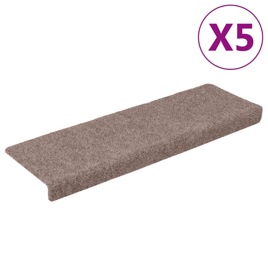 Tappetini per scale autoadesivi 5 pz 65x21x4 cm Marrone Chiaro Bordo rettangolare