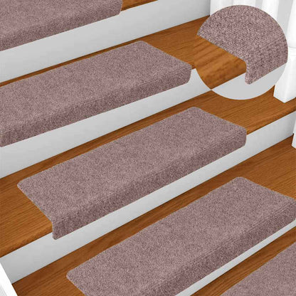 Tappetini per scale autoadesivi 5 pz 65x21x4 cm Marrone Chiaro Bordo rettangolare