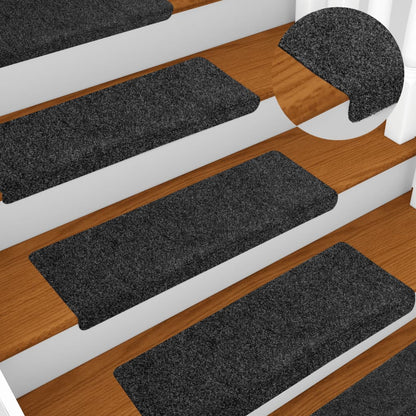 Tappetini per scale autoadesivi 5 pz 65x21x4 cm Grigio Scuro bordo rettangolare