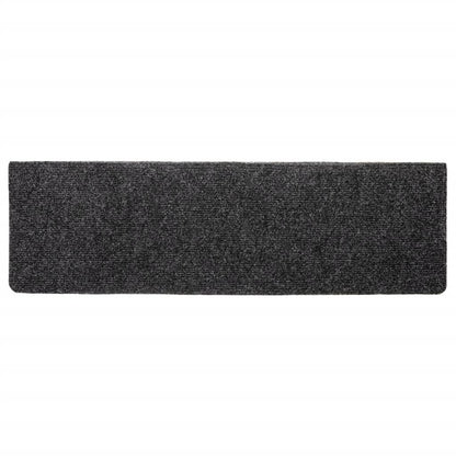 Tappetini per scale autoadesivi 10 pz 65x21x4 cm Grigio Scuro bordo rettangolare
