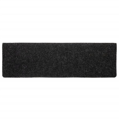 Tappetini per scale autoadesivi 5 pz 65x21x4 cm neri con bordo rettangolare