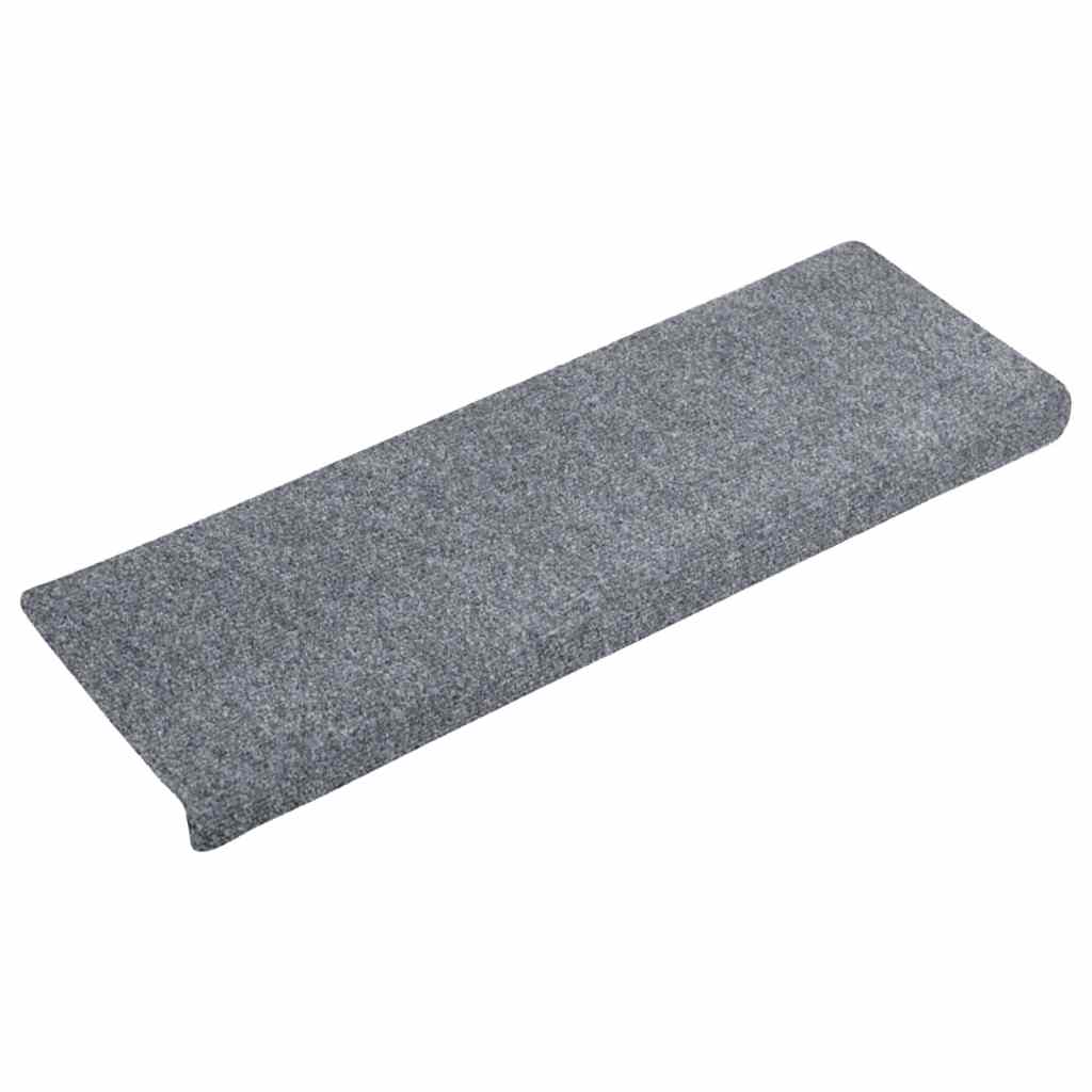 Tappetini per scale autoadesivi 5 pz 65x21x4 cm Grigio chiaro bordo rettangolare