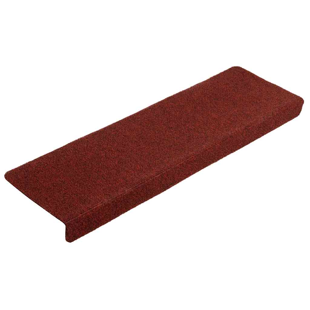 Tappetini per scale autoadesivi 5 pz 65x21x4 cm Bordeaux Rosso Bordo rettangolare