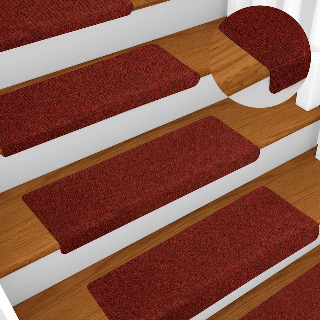 Tappetini per scale autoadesivi 5 pz 65x21x4 cm Bordeaux Rosso Bordo rettangolare