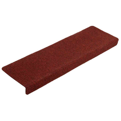 Tappetini per scale autoadesivi 10 pz 65x21x4 cm Bordeaux Rosso Bordo rettangolare