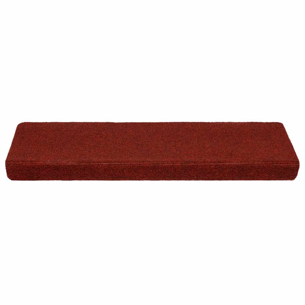 Tappetini per scale autoadesivi 10 pz 65x21x4 cm Bordeaux Rosso Bordo rettangolare