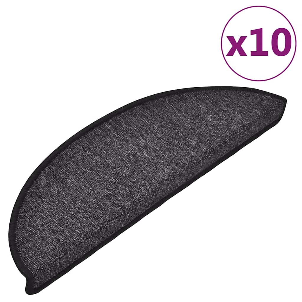 Tappetini per scale 10 pz 56x17x3 cm Antracite Semicircolari