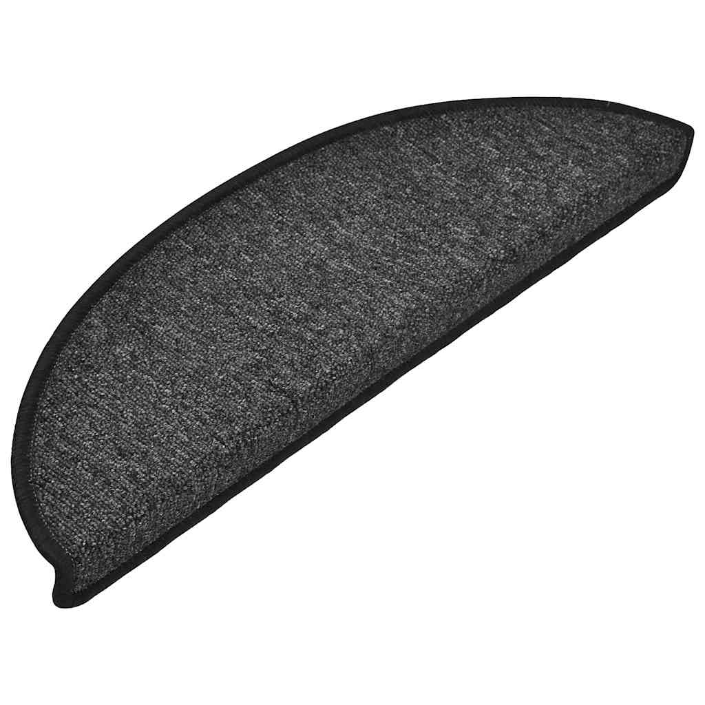 Tappetini per scale 10 pz 56x17x3 cm Antracite Semicircolari