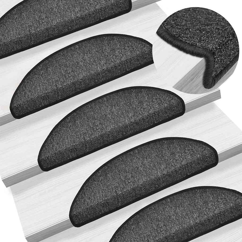 Tappetini per scale 10 pz 56x17x3 cm Antracite Semicircolari