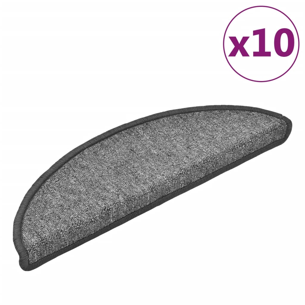 Tappetini per scale 10 pz 56x17x3 cm Grigio scuro Semicircolari