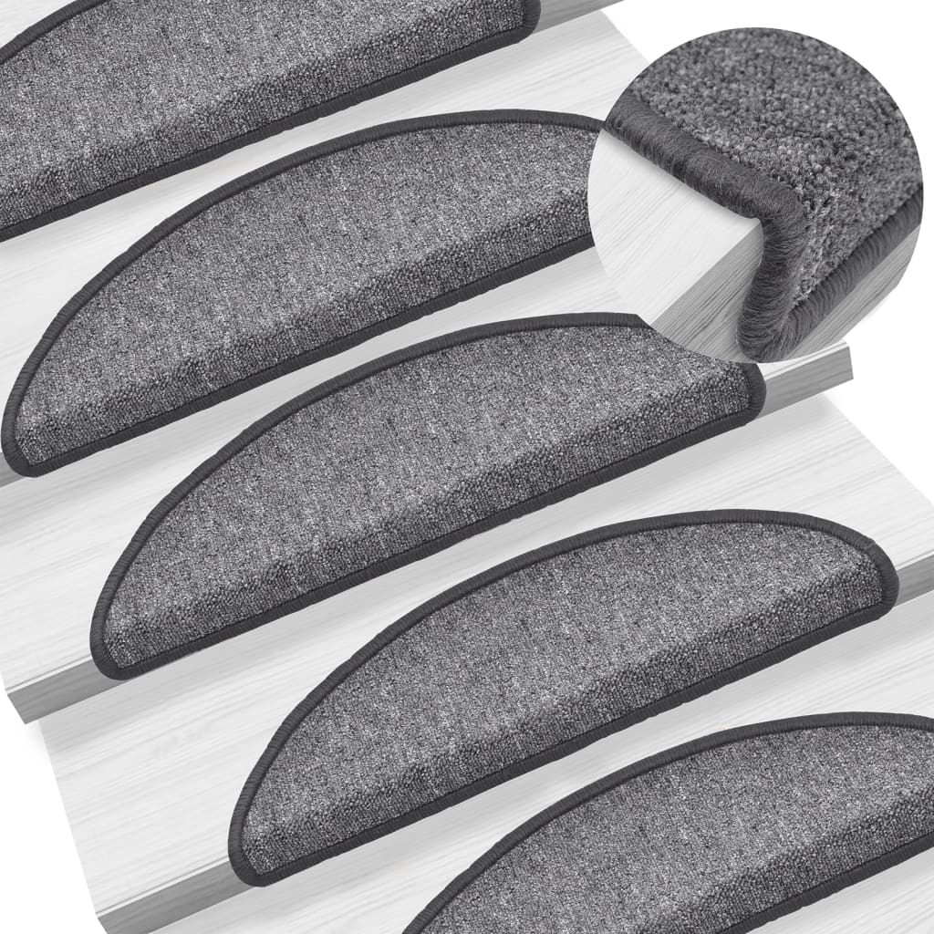 Tappetini per scale 10 pz 56x17x3 cm Grigio scuro Semicircolari