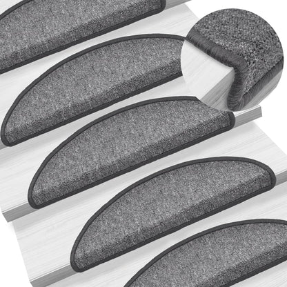 Tappetini per scale 10 pz 56x17x3 cm Grigio scuro Semicircolari