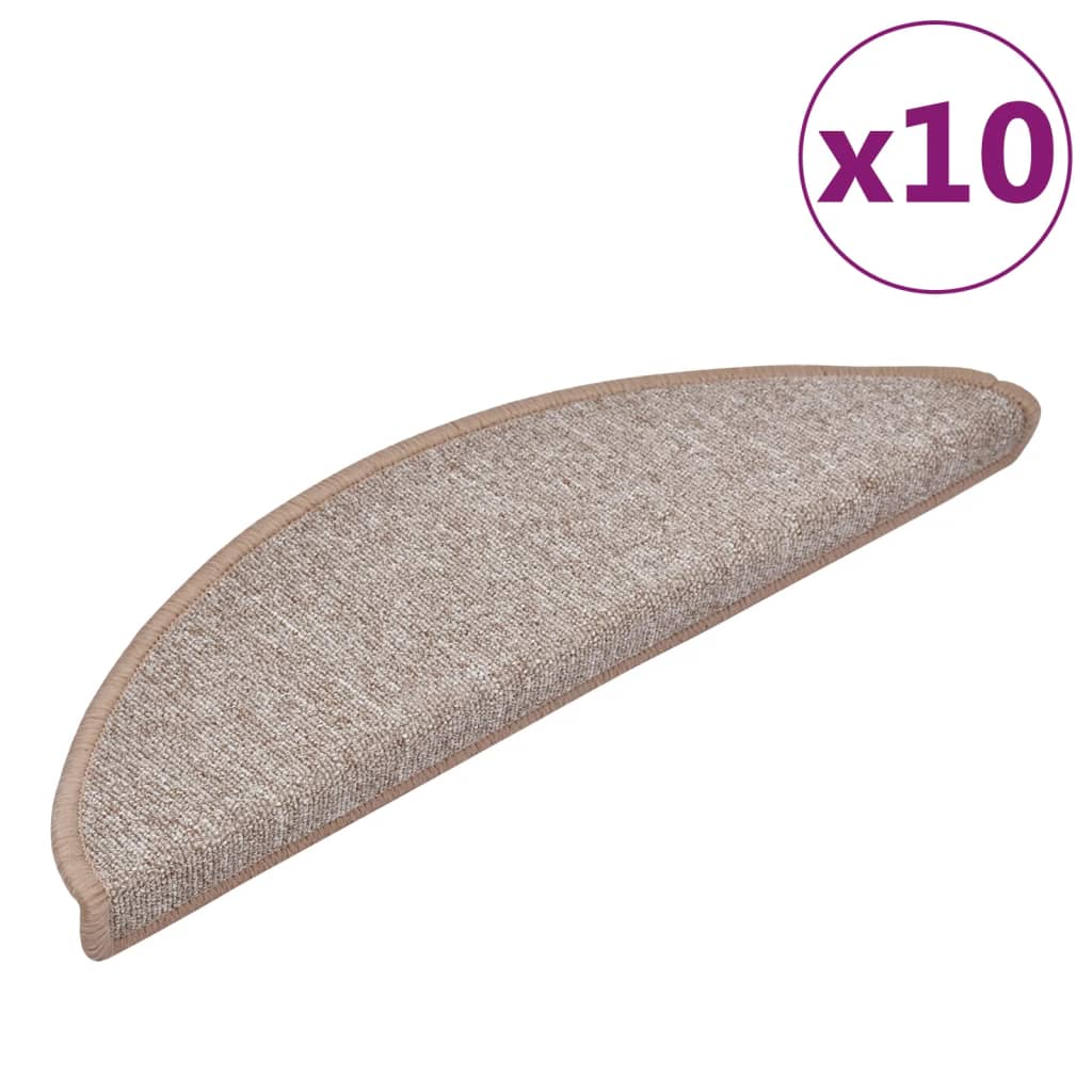 Tappetini per scale 10 pz 56x17x3 cm Marrone chiaro Semicircolari