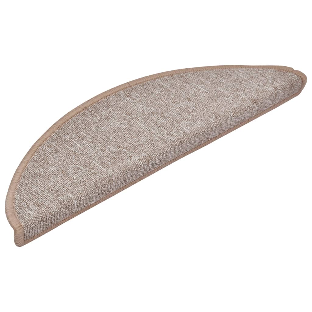 Tappetini per scale 10 pz 56x17x3 cm Marrone chiaro Semicircolari