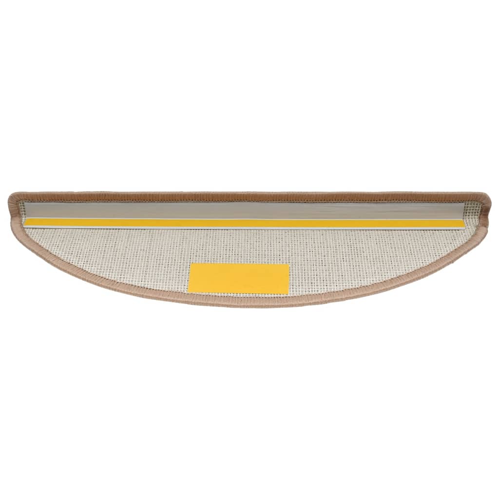 Tappetini per scale 10 pz 56x17x3 cm Marrone chiaro Semicircolari