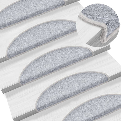 Tappetini per scale 10 pz 56x17x3 cm Grigio chiaro Semicircolari