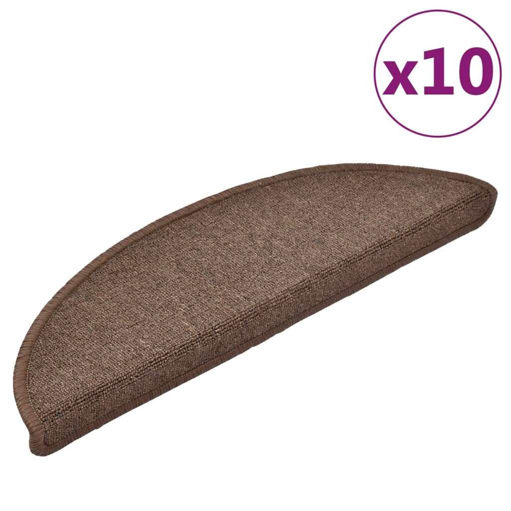 Tappetini per scale 10 pz 56x17x3 cm Marrone caffÃ¨ Semicircolari