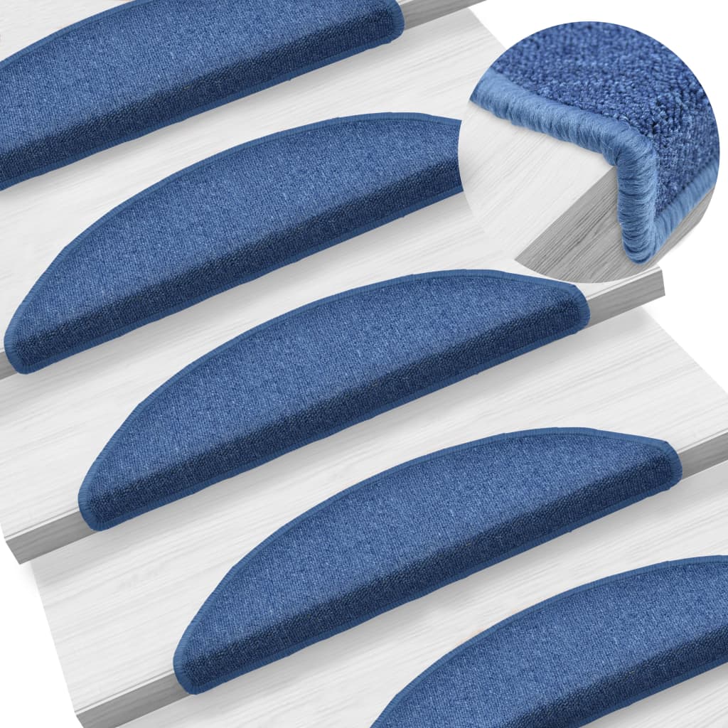Tappetini per scale 10 pz 56x17x3 cm blu semicircolari